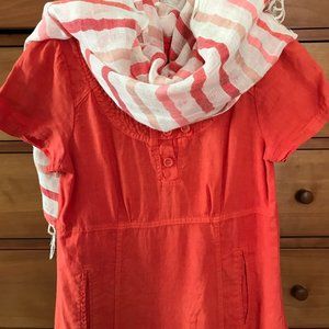 Maeve (Anthropologie) bright orange linen dress